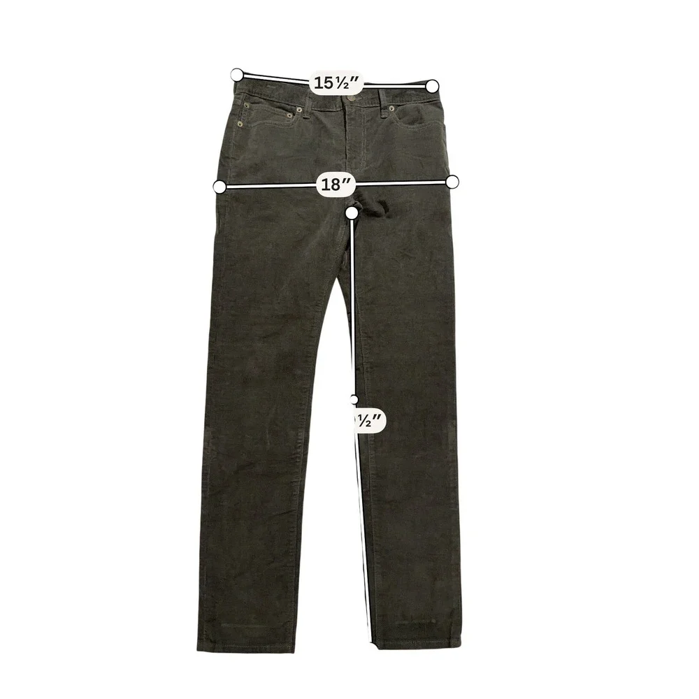 J.Crew Flex Slim‎ Corduroy Pants Olive Green 29x32